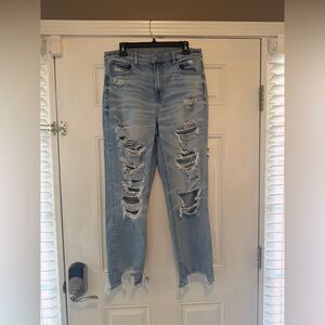 American Eagle Outfitters Ripped Light Blue Mom Jeans